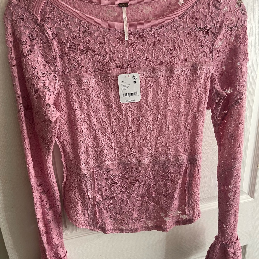 Free People Pink Lace Blouse